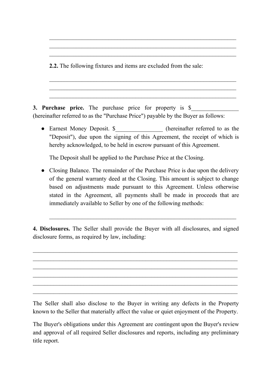 Real Estate Purchase Agreement Template - North Dakota, Page 2