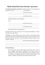 Real Estate Purchase Agreement Template - Rhode Island