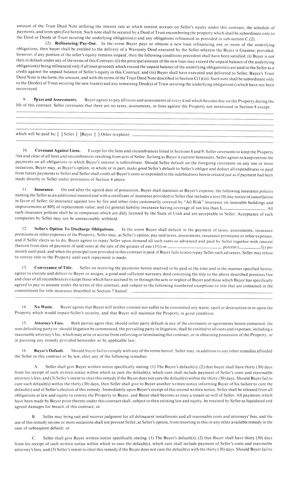 Uniform Real Estate Contract - Utah, Page 3