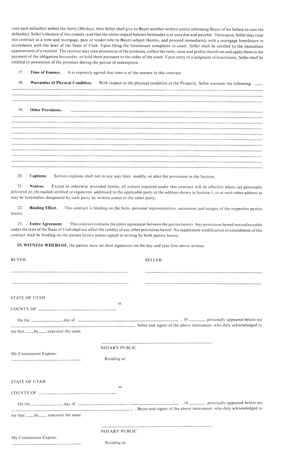 Uniform Real Estate Contract - Utah, Page 4