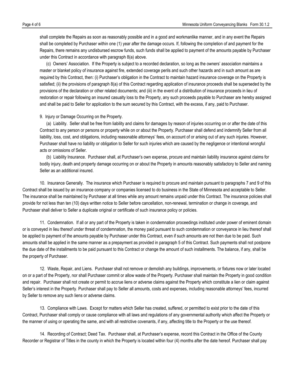 Form 30.1.2 Contract for Deed by Business Entity - Minnesota, Page 4
