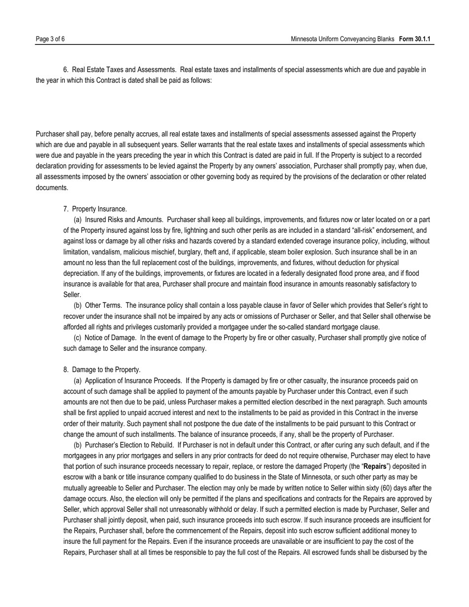 Form 30.1.1 Contract for Deed by Individual(S) - Minnesota, Page 3