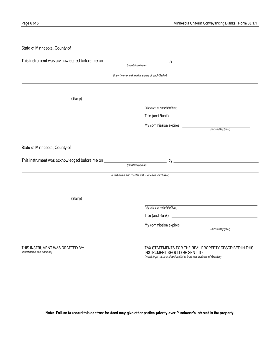 Form 30.1.1 Contract for Deed by Individual(S) - Minnesota, Page 6