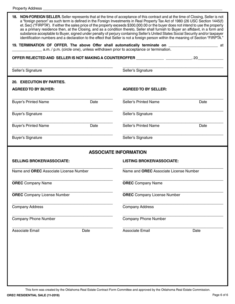 Oklahoma Uniform Contract of Sale of Real Estate - Residential Sale - Oklahoma, Page 6