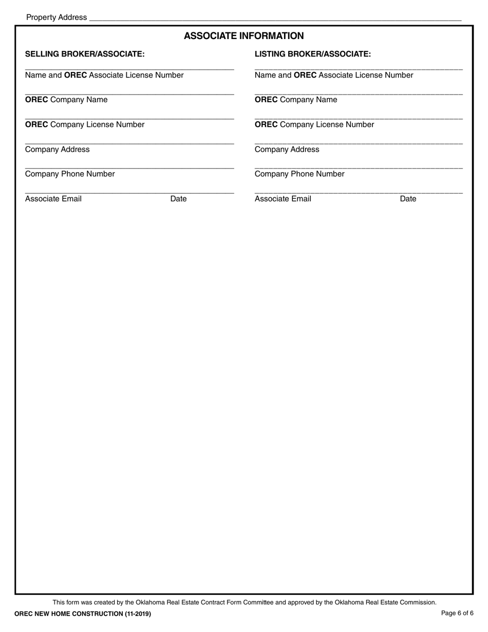 Oklahoma Uniform Contract of Sale of Real Estate - New Home Construction - Oklahoma, Page 6