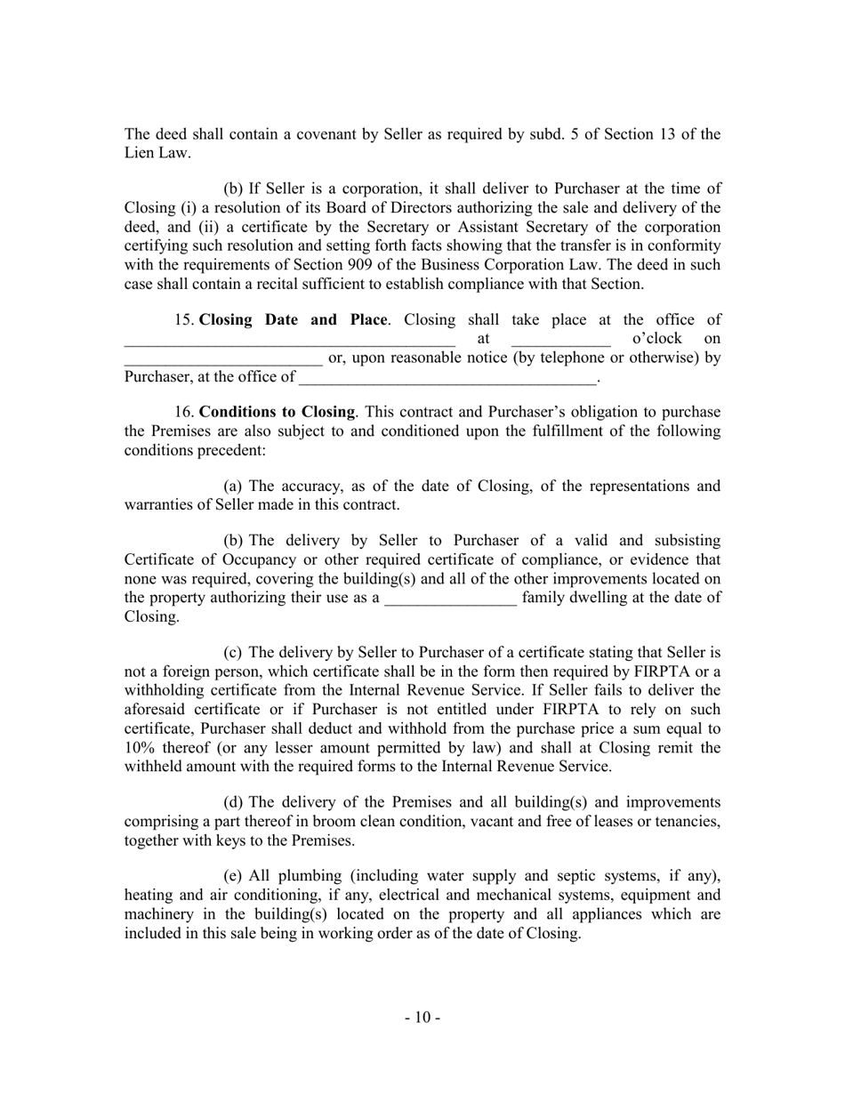 Residential Contract of Sale - New York City, Page 10