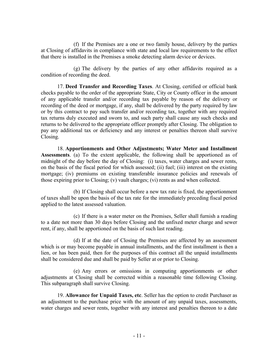Residential Contract of Sale - New York City, Page 11