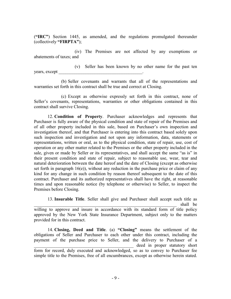 Residential Contract of Sale - New York City, Page 9