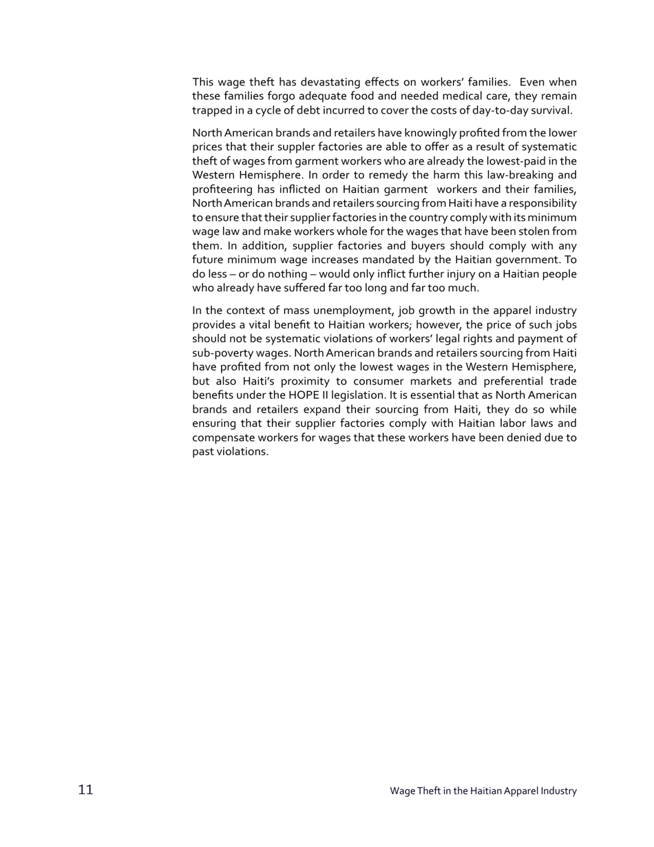 Stealing From the Poor: Wage Theft in the Haitian Apparel Industry - Worker Rights Consortium, Page 12