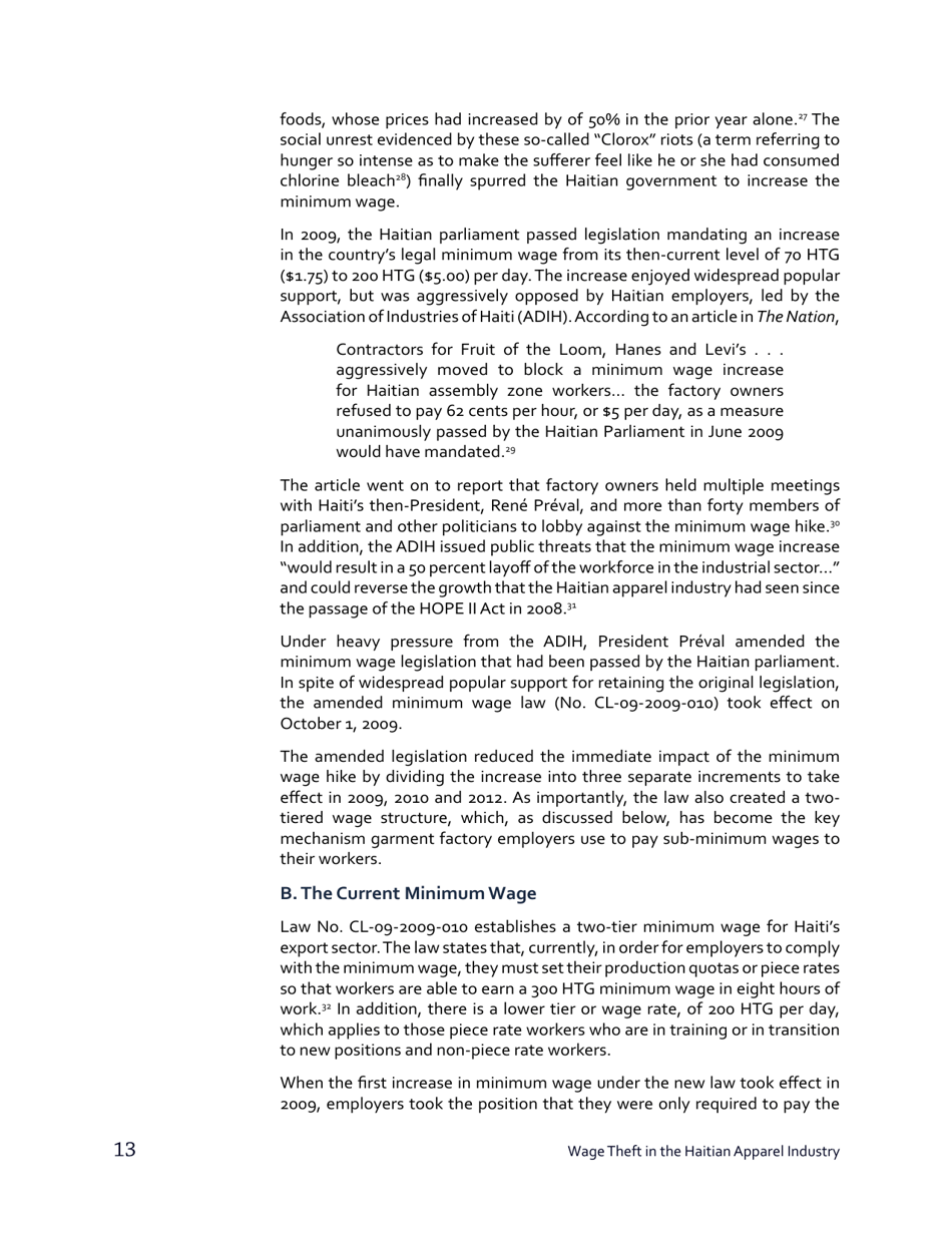 Stealing From the Poor: Wage Theft in the Haitian Apparel Industry - Worker Rights Consortium, Page 14