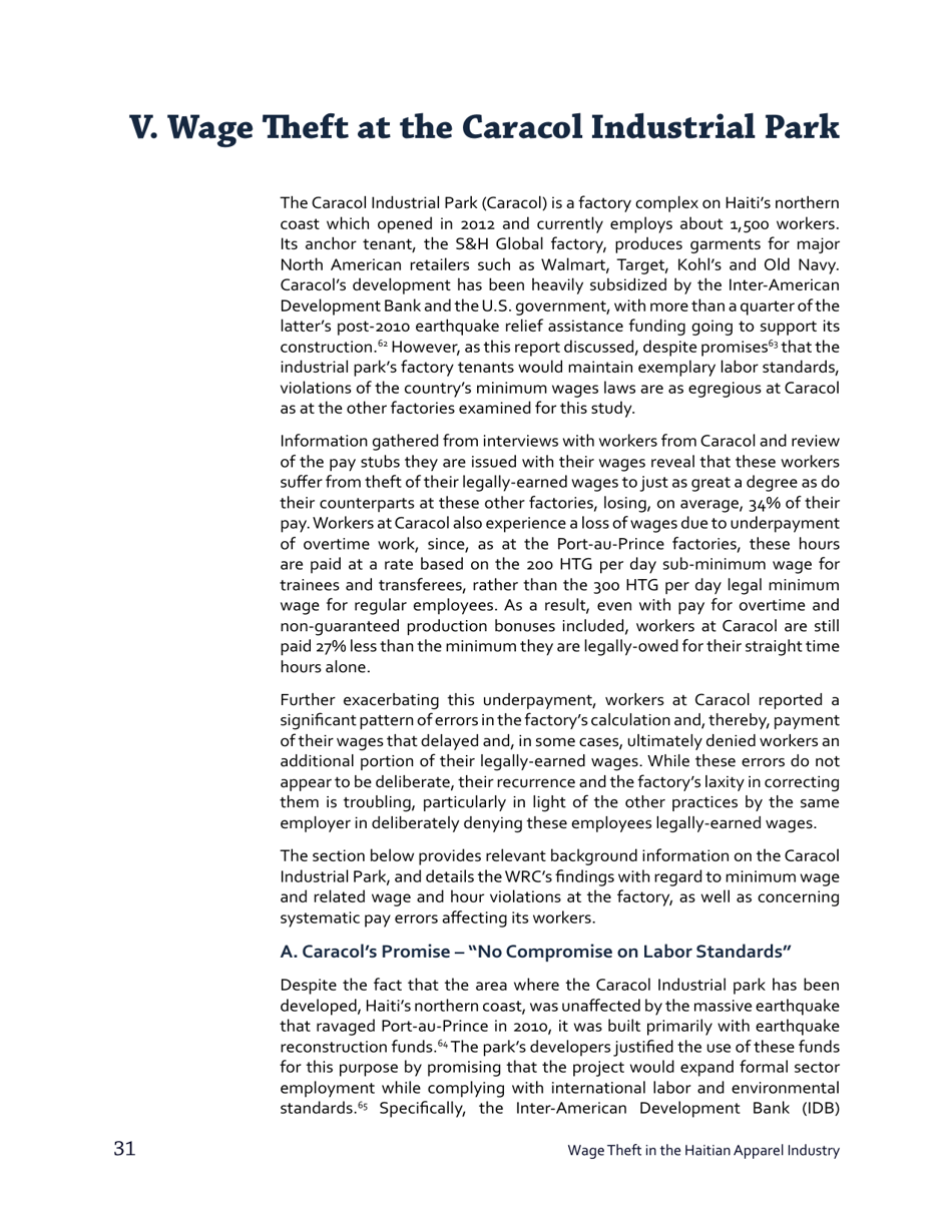 Stealing From the Poor: Wage Theft in the Haitian Apparel Industry - Worker Rights Consortium, Page 32