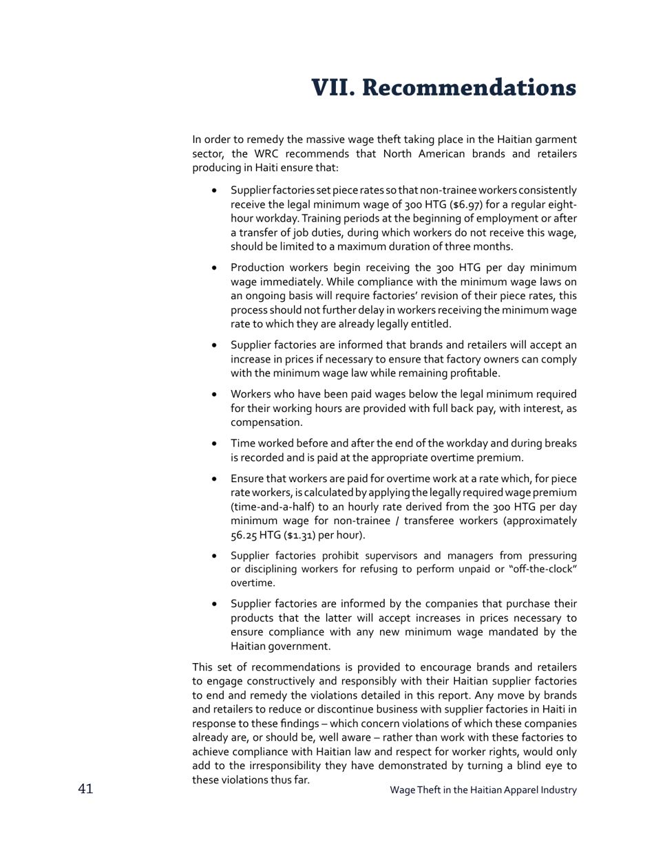 Stealing From the Poor: Wage Theft in the Haitian Apparel Industry - Worker Rights Consortium, Page 42