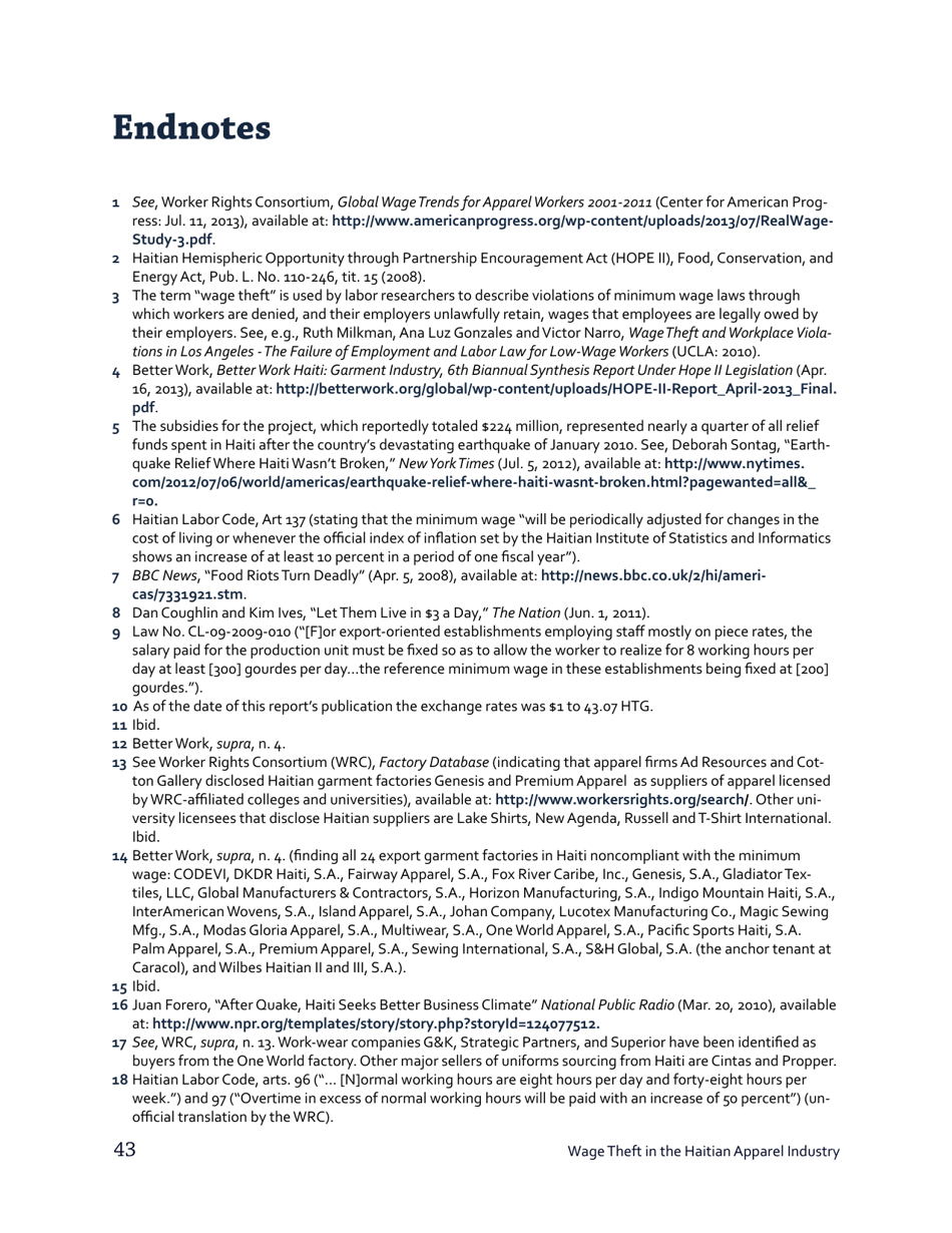 Stealing From the Poor: Wage Theft in the Haitian Apparel Industry - Worker Rights Consortium, Page 44