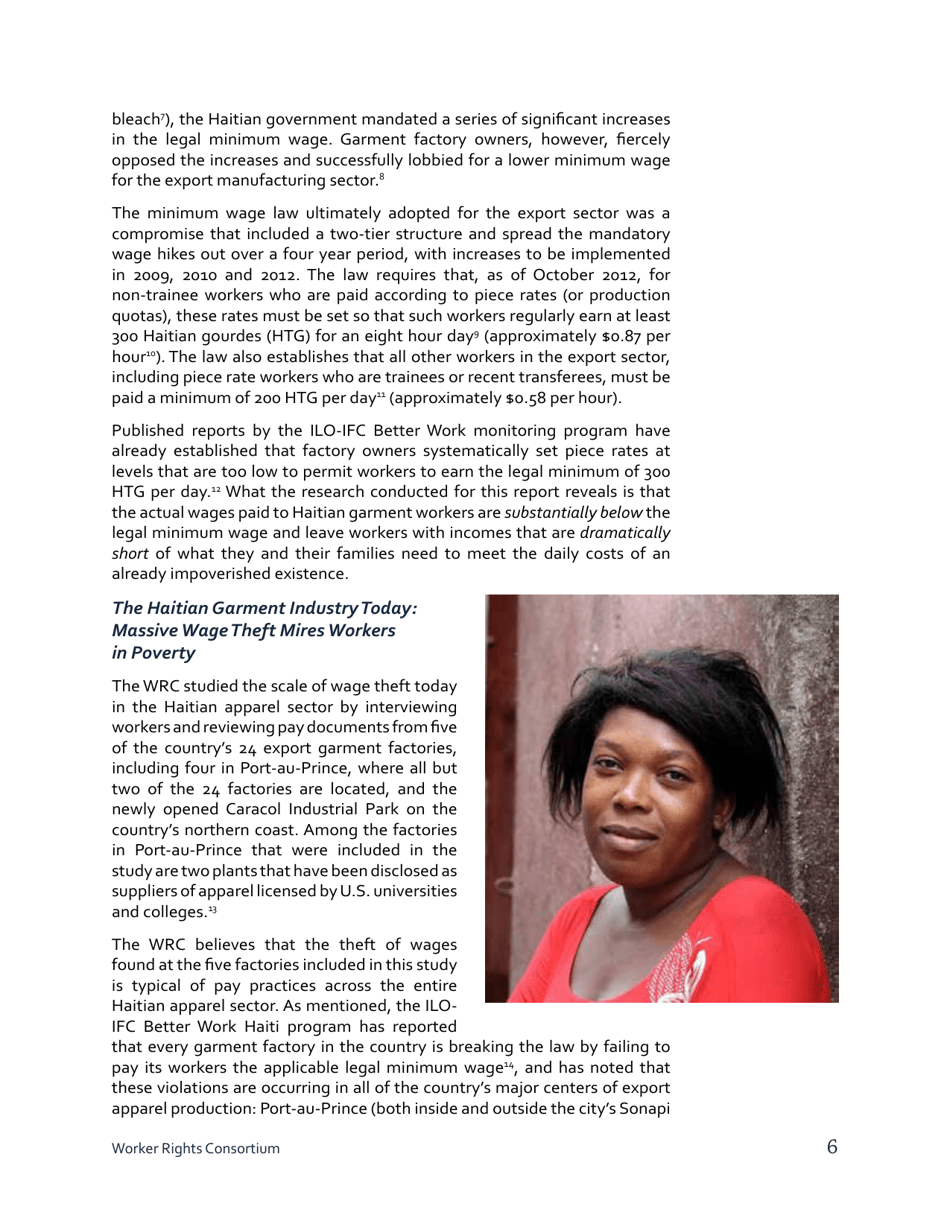 Stealing From the Poor: Wage Theft in the Haitian Apparel Industry - Worker Rights Consortium, Page 7