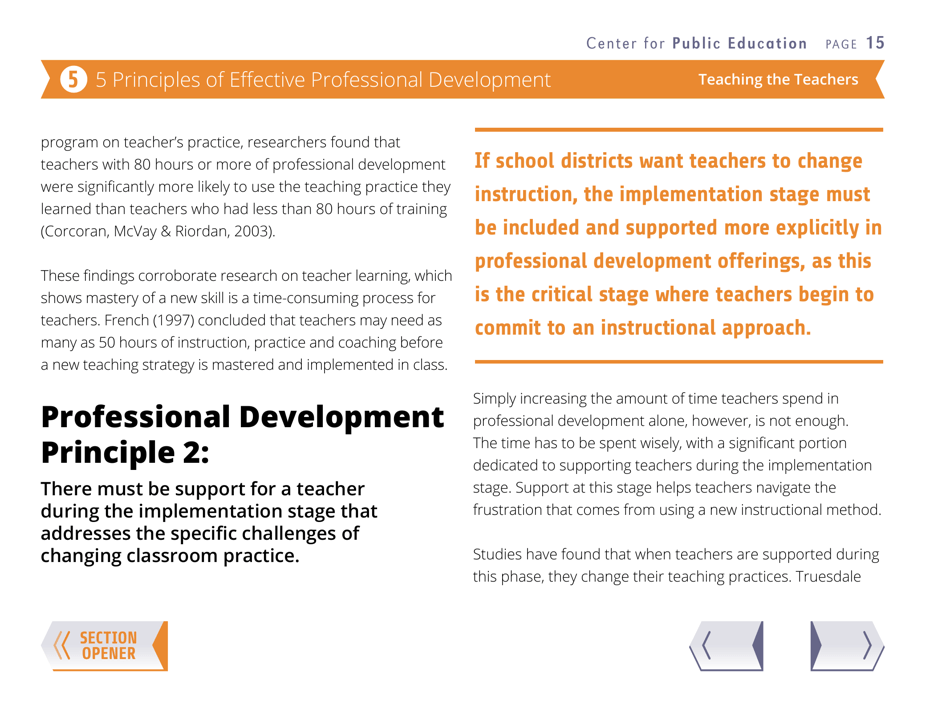 Teaching the Teachers: Effective Professional Development in an Era of High Stakes Accountability - Center for Public Education, Page 18