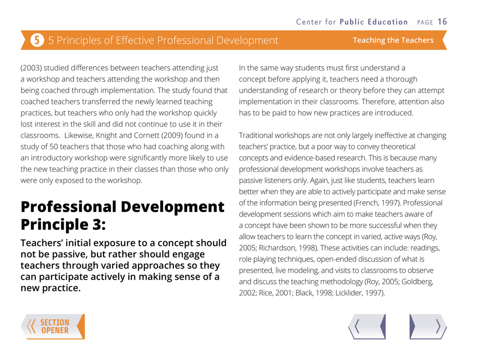 Teaching the Teachers: Effective Professional Development in an Era of High Stakes Accountability - Center for Public Education, Page 19