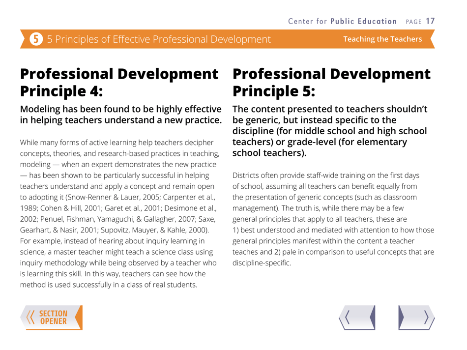 Teaching the Teachers: Effective Professional Development in an Era of High Stakes Accountability - Center for Public Education, Page 20