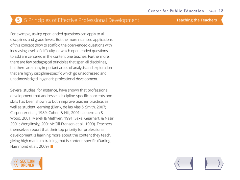 Teaching the Teachers: Effective Professional Development in an Era of High Stakes Accountability - Center for Public Education, Page 21