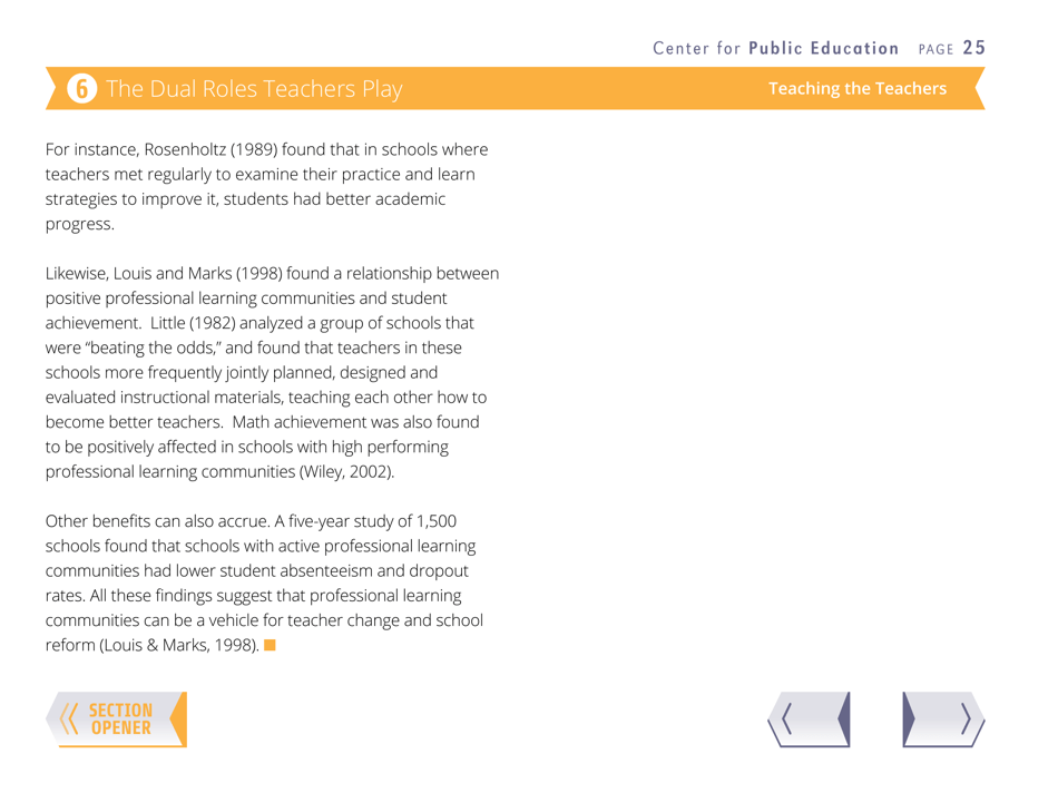 Teaching the Teachers: Effective Professional Development in an Era of High Stakes Accountability - Center for Public Education, Page 28