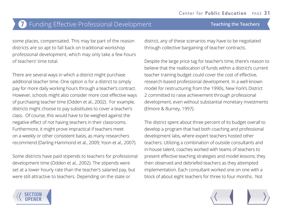 Teaching the Teachers: Effective Professional Development in an Era of High Stakes Accountability - Center for Public Education, Page 34