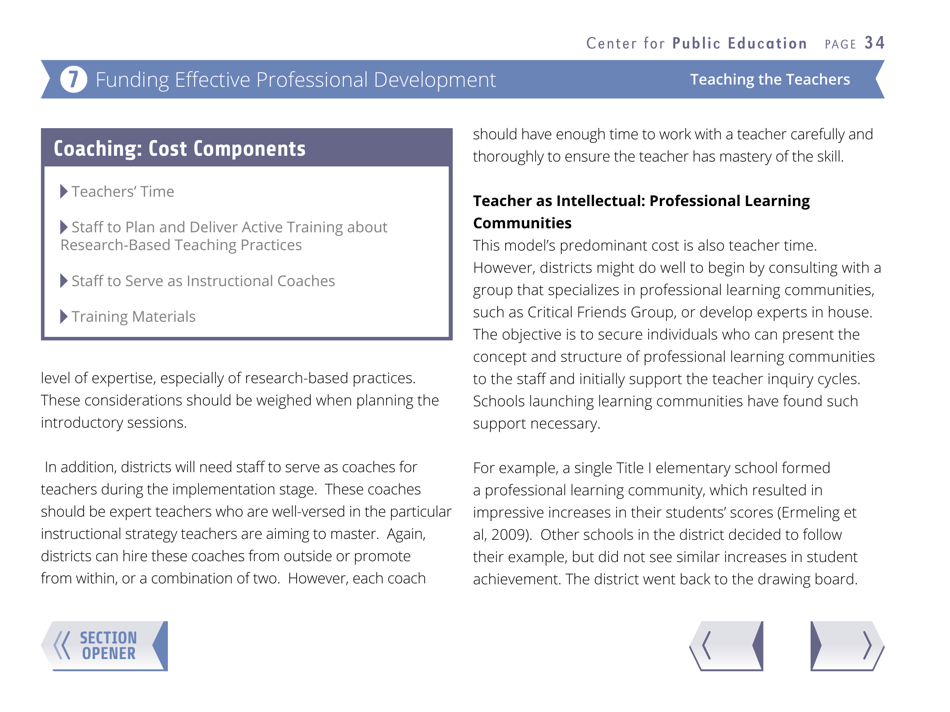 Teaching the Teachers: Effective Professional Development in an Era of High Stakes Accountability - Center for Public Education, Page 37