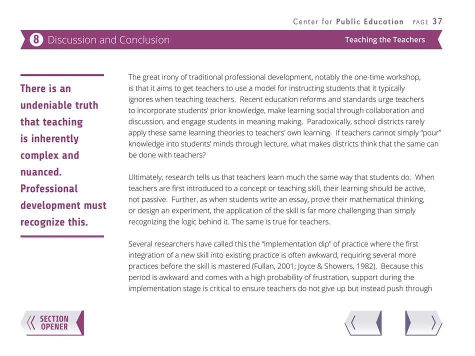 Teaching the Teachers: Effective Professional Development in an Era of High Stakes Accountability - Center for Public Education, Page 40