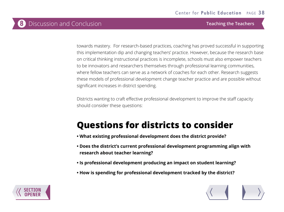Teaching the Teachers: Effective Professional Development in an Era of High Stakes Accountability - Center for Public Education, Page 41