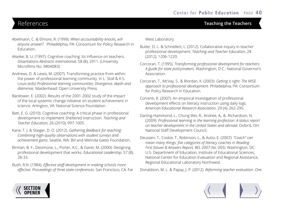 Teaching the Teachers: Effective Professional Development in an Era of High Stakes Accountability - Center for Public Education, Page 43