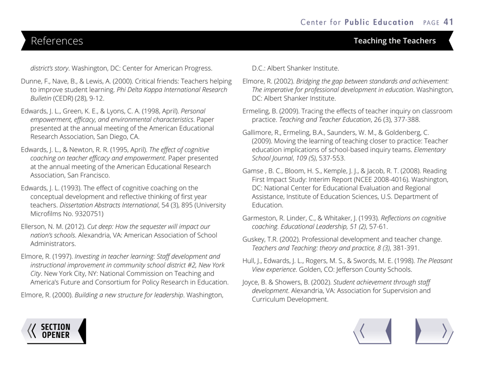 Teaching the Teachers: Effective Professional Development in an Era of High Stakes Accountability - Center for Public Education, Page 44