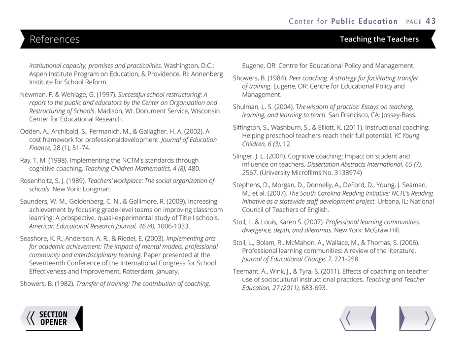 Teaching the Teachers: Effective Professional Development in an Era of High Stakes Accountability - Center for Public Education, Page 46