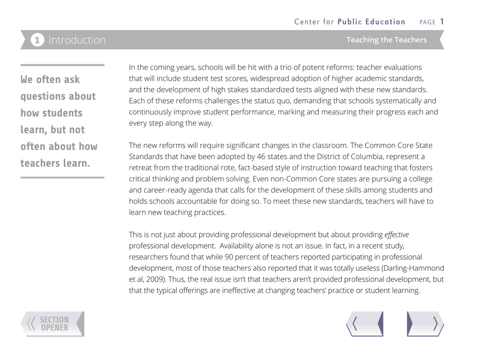 Teaching the Teachers: Effective Professional Development in an Era of High Stakes Accountability - Center for Public Education, Page 4
