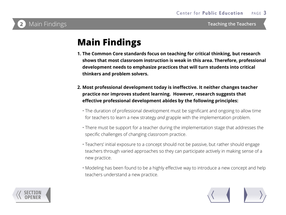 Teaching the Teachers: Effective Professional Development in an Era of High Stakes Accountability - Center for Public Education, Page 6