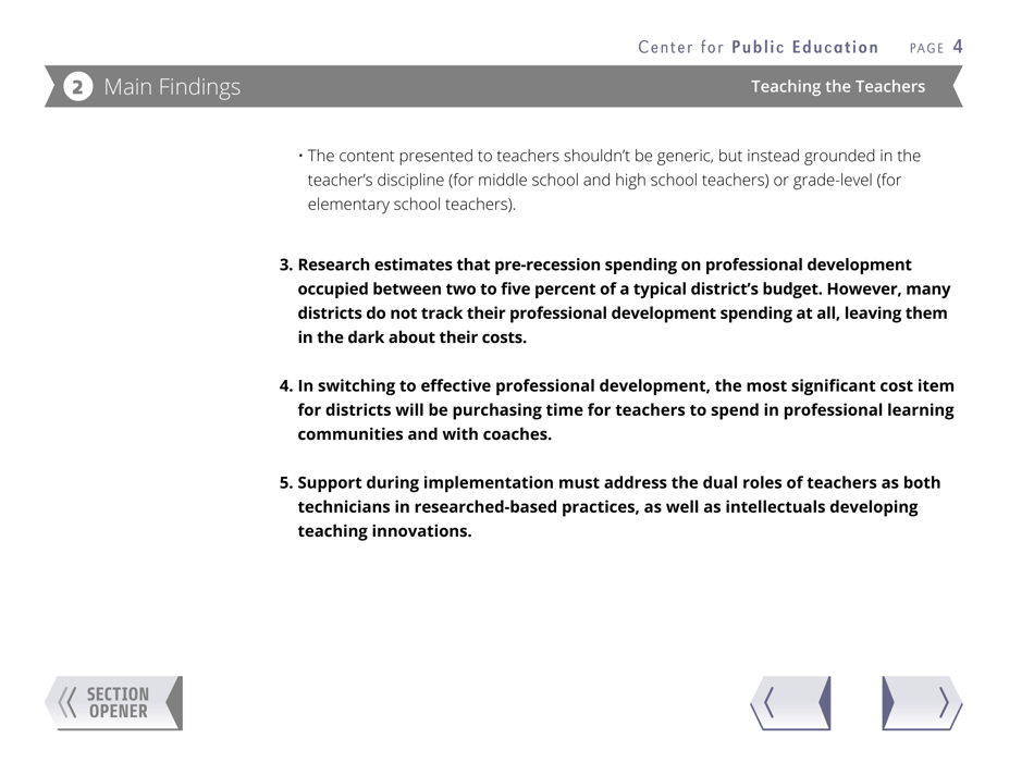 Teaching the Teachers: Effective Professional Development in an Era of High Stakes Accountability - Center for Public Education, Page 7
