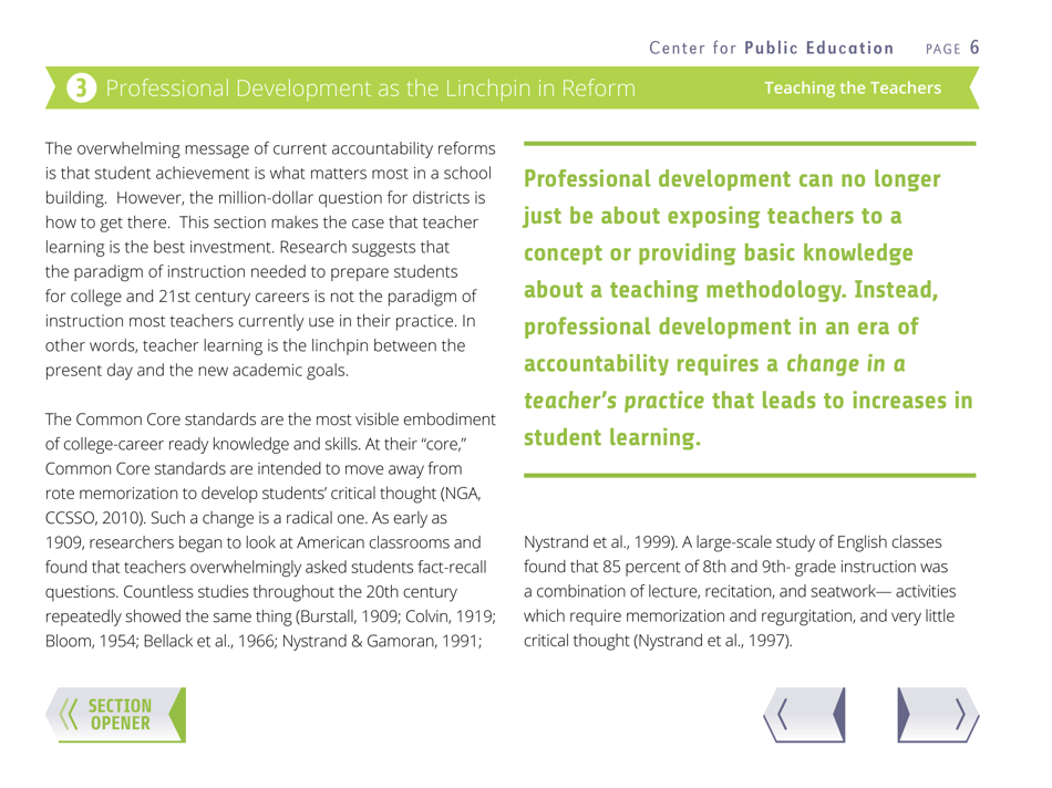 Teaching the Teachers: Effective Professional Development in an Era of High Stakes Accountability - Center for Public Education, Page 9