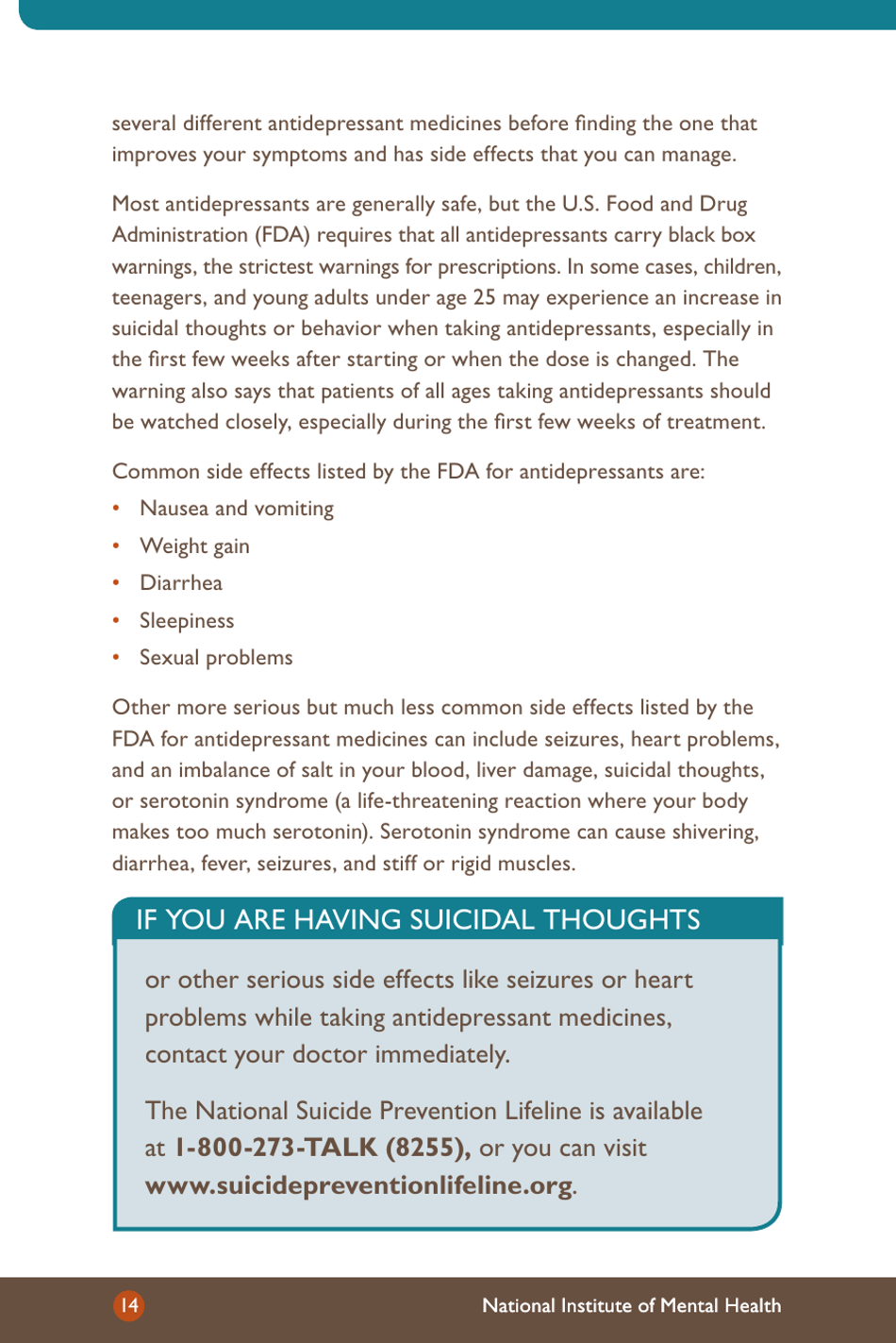 Depression: What You Need to Know - National Institute of Mental Health, Page 16