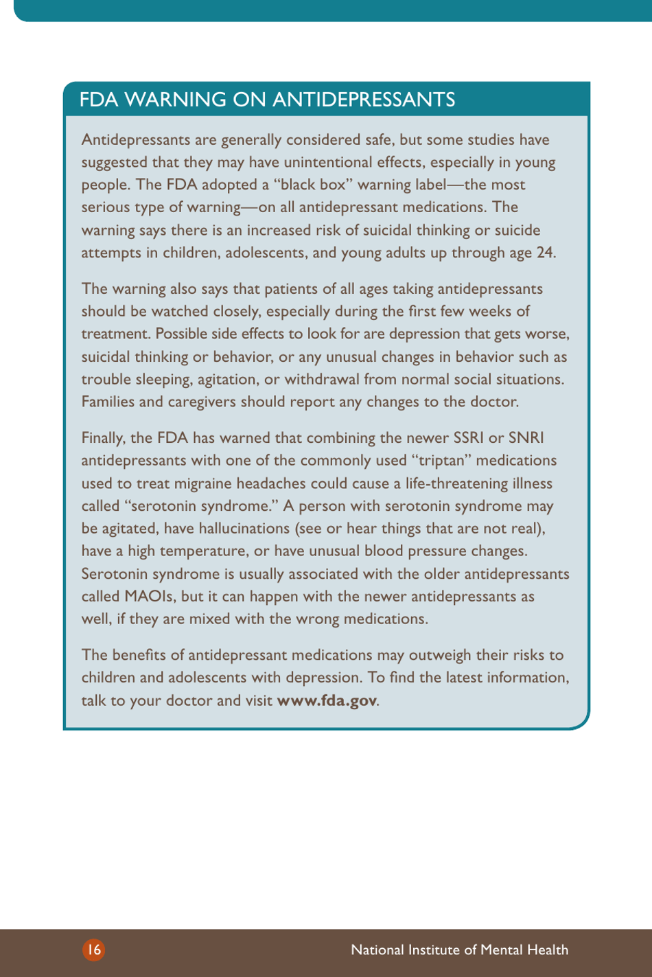 Depression: What You Need to Know - National Institute of Mental Health, Page 18