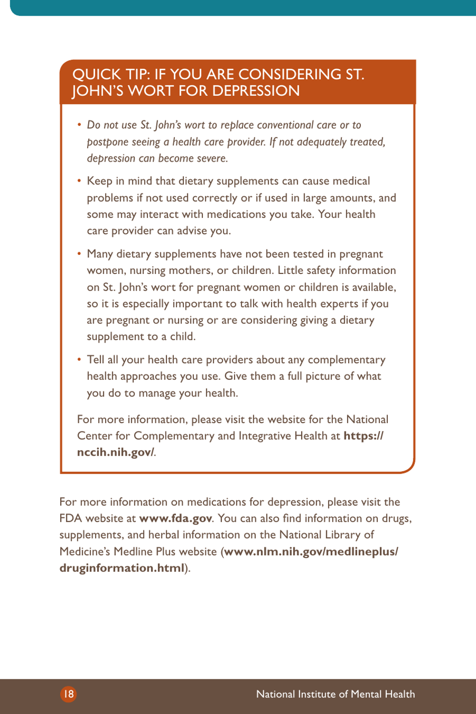 Depression: What You Need to Know - National Institute of Mental Health, Page 20