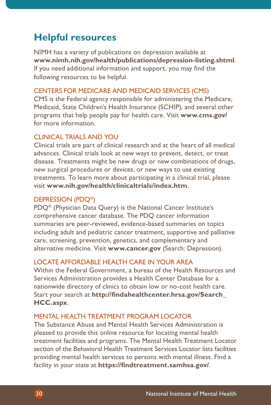 Depression: What You Need to Know - National Institute of Mental Health, Page 32