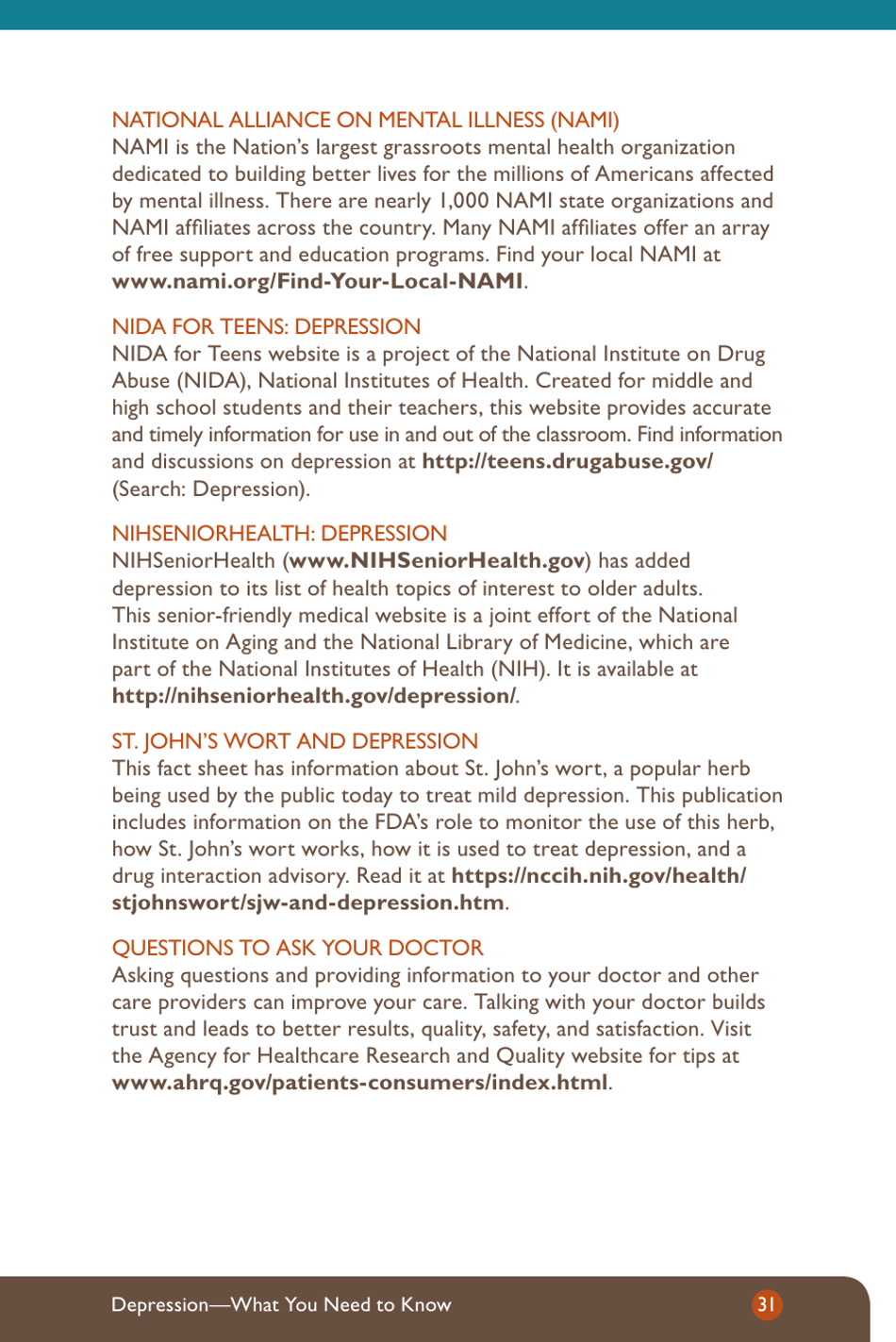 Depression: What You Need to Know - National Institute of Mental Health, Page 33