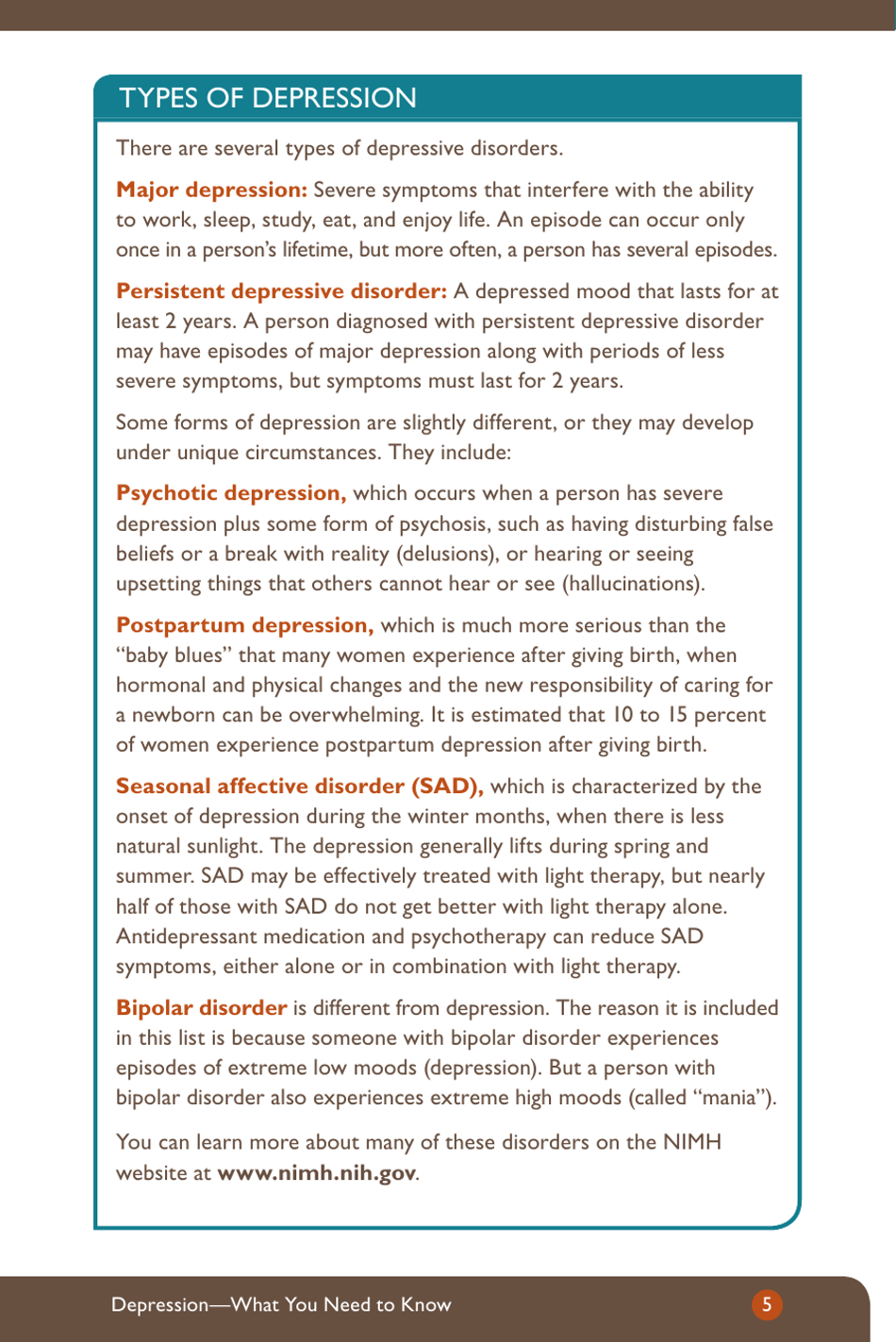 Depression: What You Need to Know - National Institute of Mental Health, Page 7