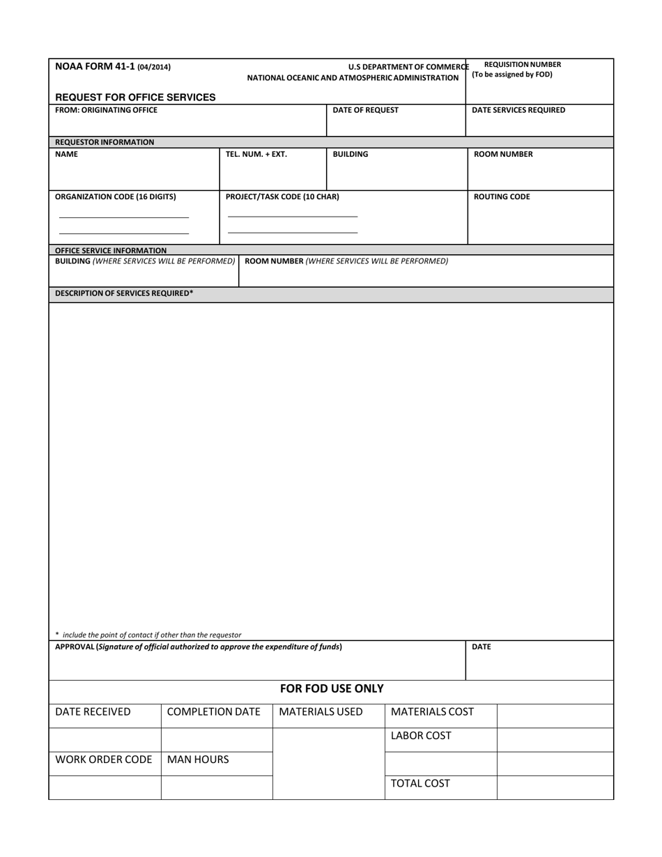 NOAA Form 41-1 Request for Office Services, Page 1
