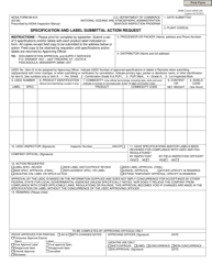 Document preview: NOAA Form 89-819 Specification and Label Submittal Action Request