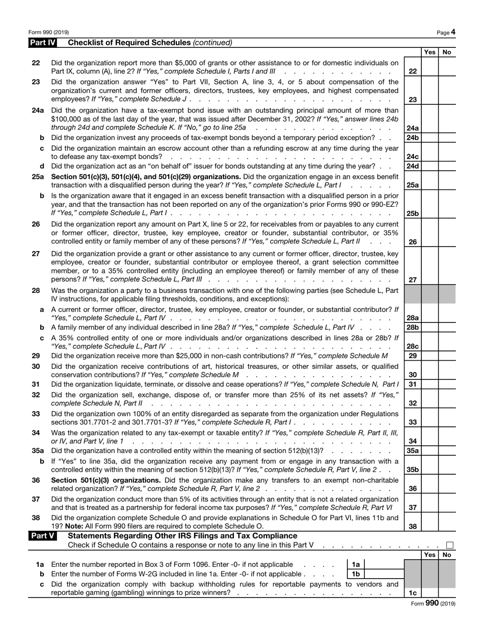 IRS Form 990 2019 Fill Out, Sign Online and Download Fillable PDF