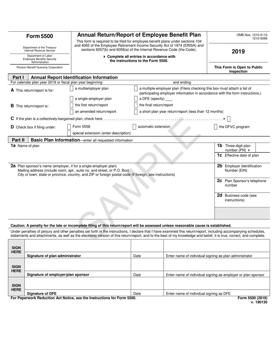 Form 5500 Annual Return / Report of Employee Benefit Plan, Page 1