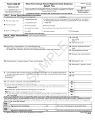 IRS Form 5500-SF &quot;Short Form Annual Return/Report of Small Employee Benefit Plan&quot;, 2019