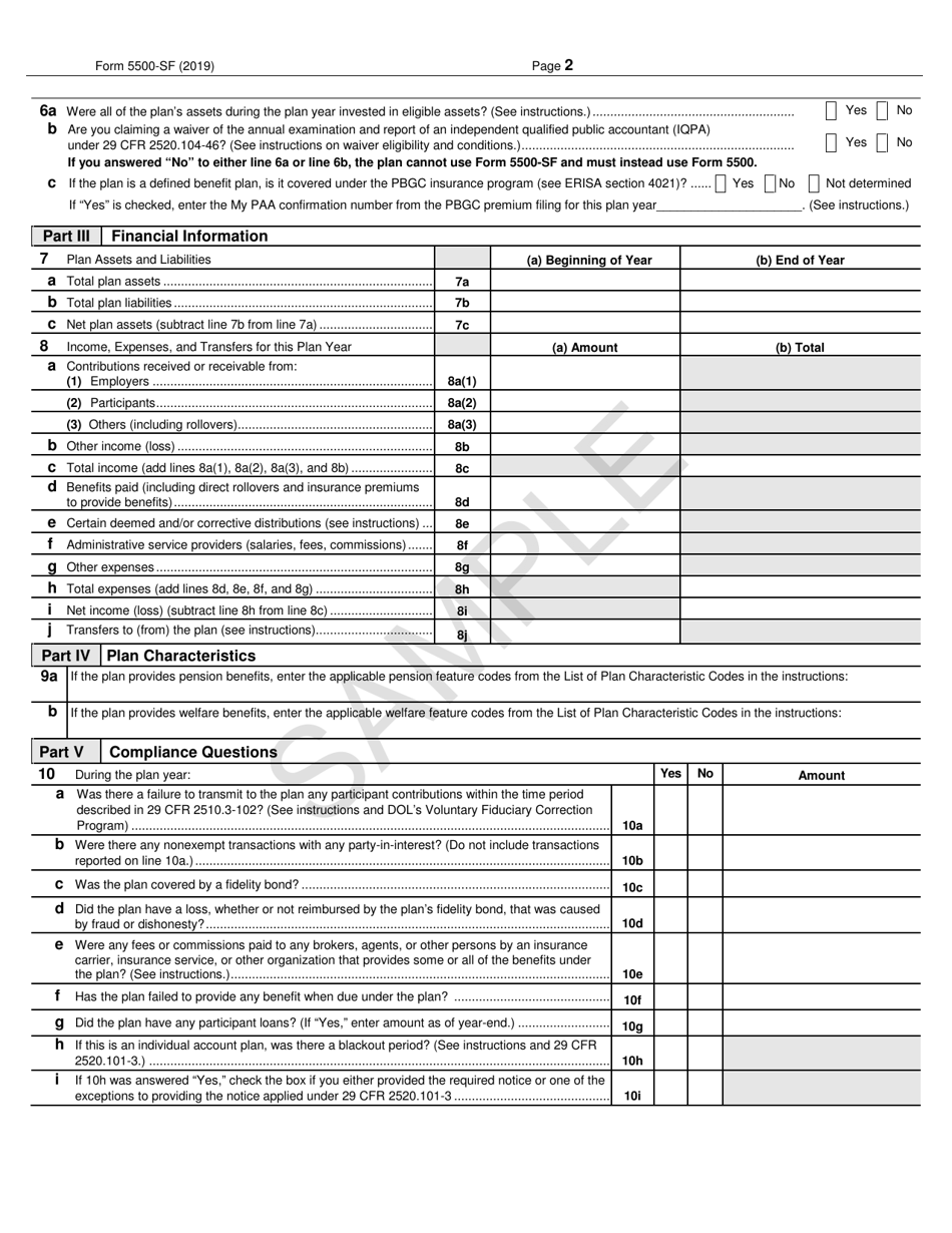2016 — 2024 IRS Form 5500SF Download Fillable PDF or Fill Online Short