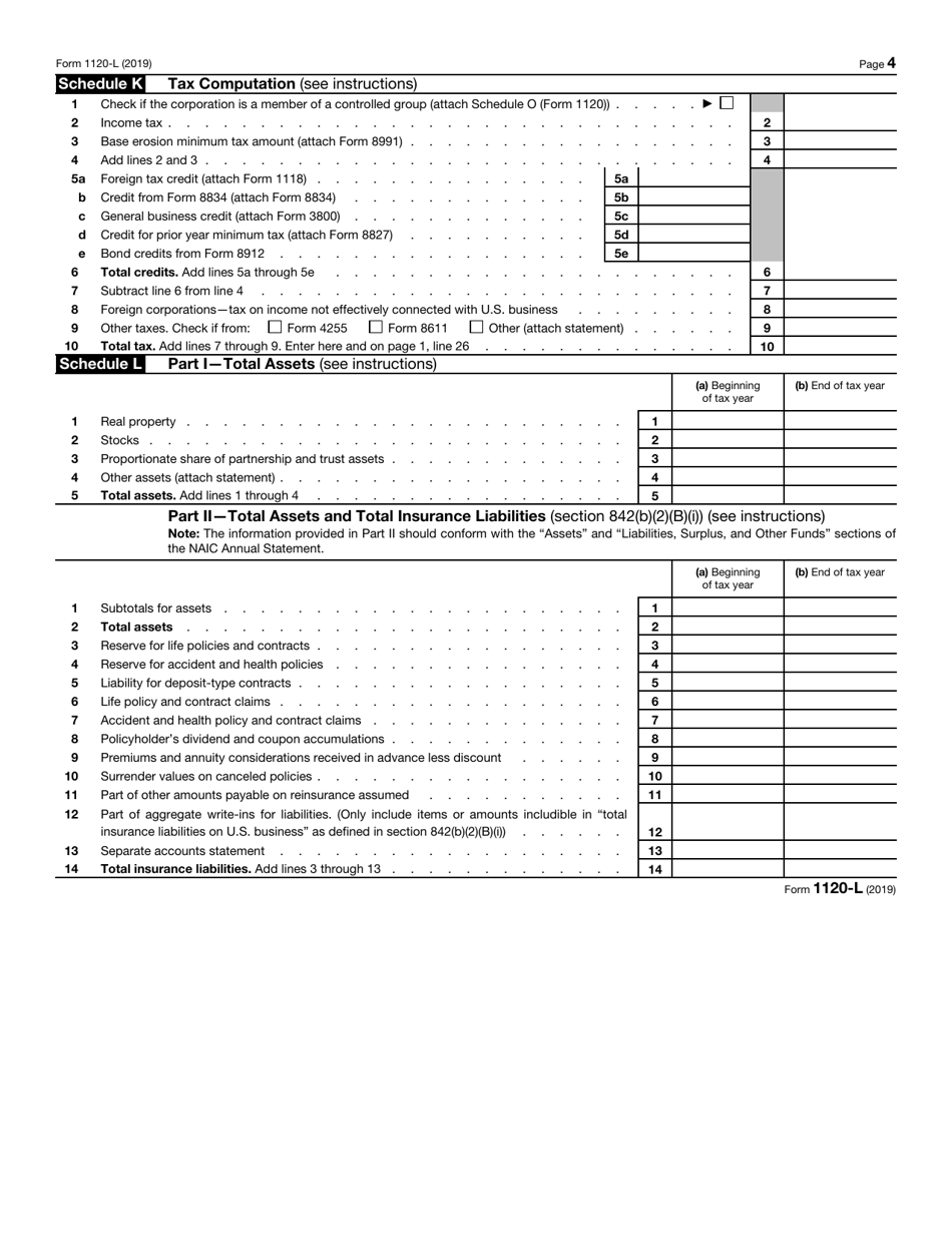 IRS Form 1120-L U.S. Life Insurance Company Income Tax Return, Page 4