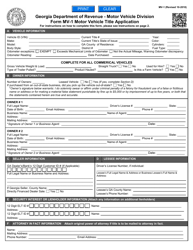Form MV-1 Motor Vehicle Title Application - Georgia (United States)