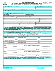 Form DS-5525 Statement of Exigent/Special Family Circumstances for Issuance of a U.S. Passport to a Minor Under Age 16, Page 2
