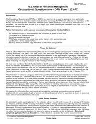 OPM Form 1203-FX &quot;Occupational Questionnaire&quot;